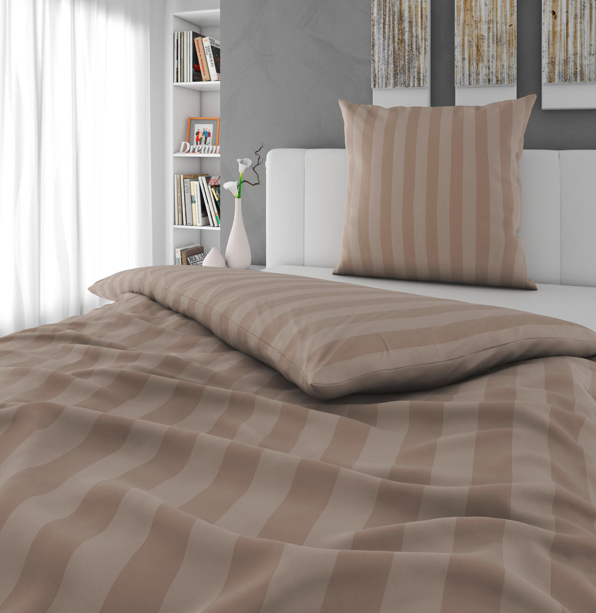 BETTWÄSCHE 2-teilig 135/200 cm  - Beigebraun, Textil (135/200cm) - Bio:Vio