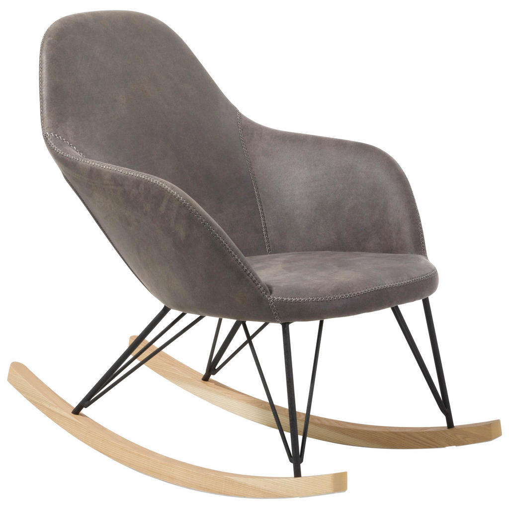 Schaukelstuhl In Holz, Metall, Textil Braun, Eschefarben, Schwarz Schaukelstuhl In Holz, Metall, Textil Braun, Eschefarben, Schwarz