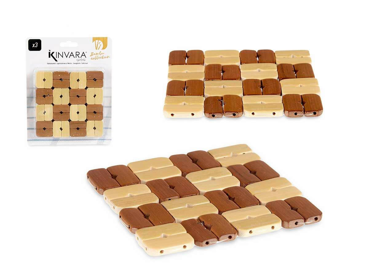 PODMETAČ ZA LONAC KINVARA  - boje jantara/konjak, Basics, drvo (13/13/2cm)