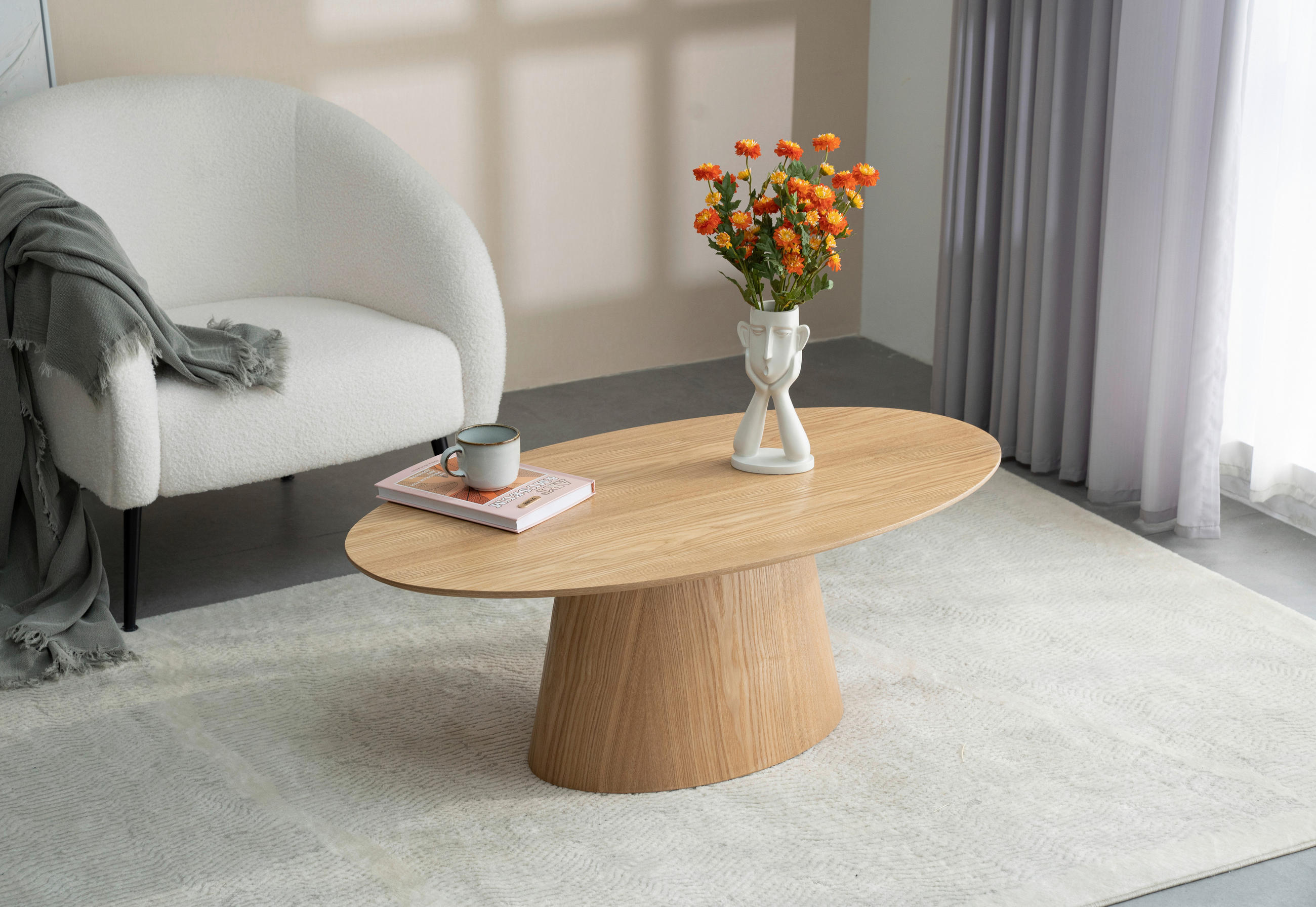 COUCHTISCH Eiche furniert oval Eichefarben  - Eichefarben, Design, Holz/Holzwerkstoff (110/40/60cm) - MID.YOU