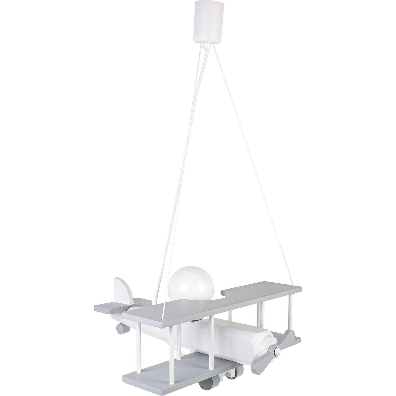 XXXLutz Kinderhängeleuchte Flugzeug Grau, Weiß 45x75x42 cm