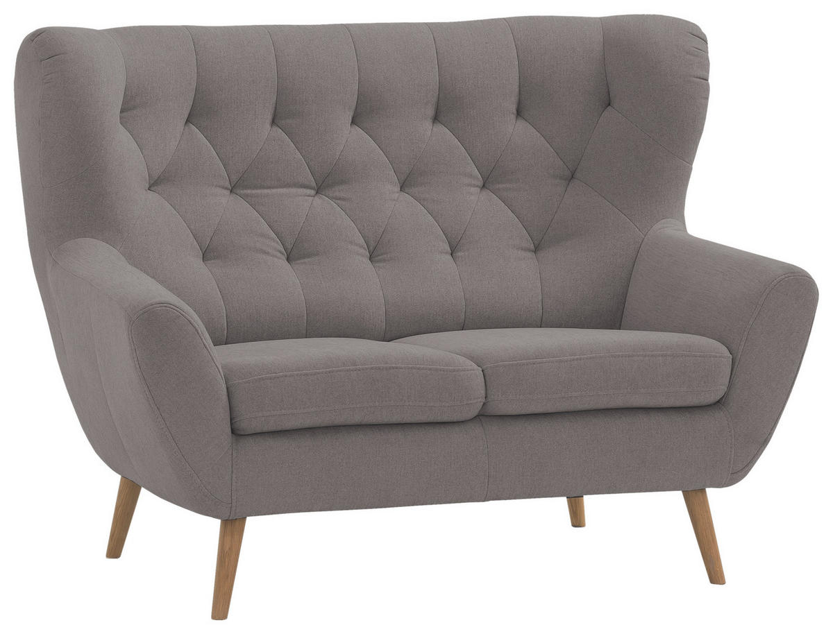 2-SITZER-SOFA Flachgewebe Taupe  - Taupe/Eichefarben, Design, Holz/Textil (138/104/92cm) - Stylife