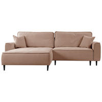 ECKSOFA in Flachgewebe Rosa  - Schwarz/Rosa, Design, Holz/Textil (183/263cm) - MID.YOU