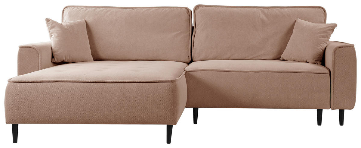 ECKSOFA in Flachgewebe Rosa  - Schwarz/Rosa, Design, Holz/Textil (183/263cm) - MID.YOU