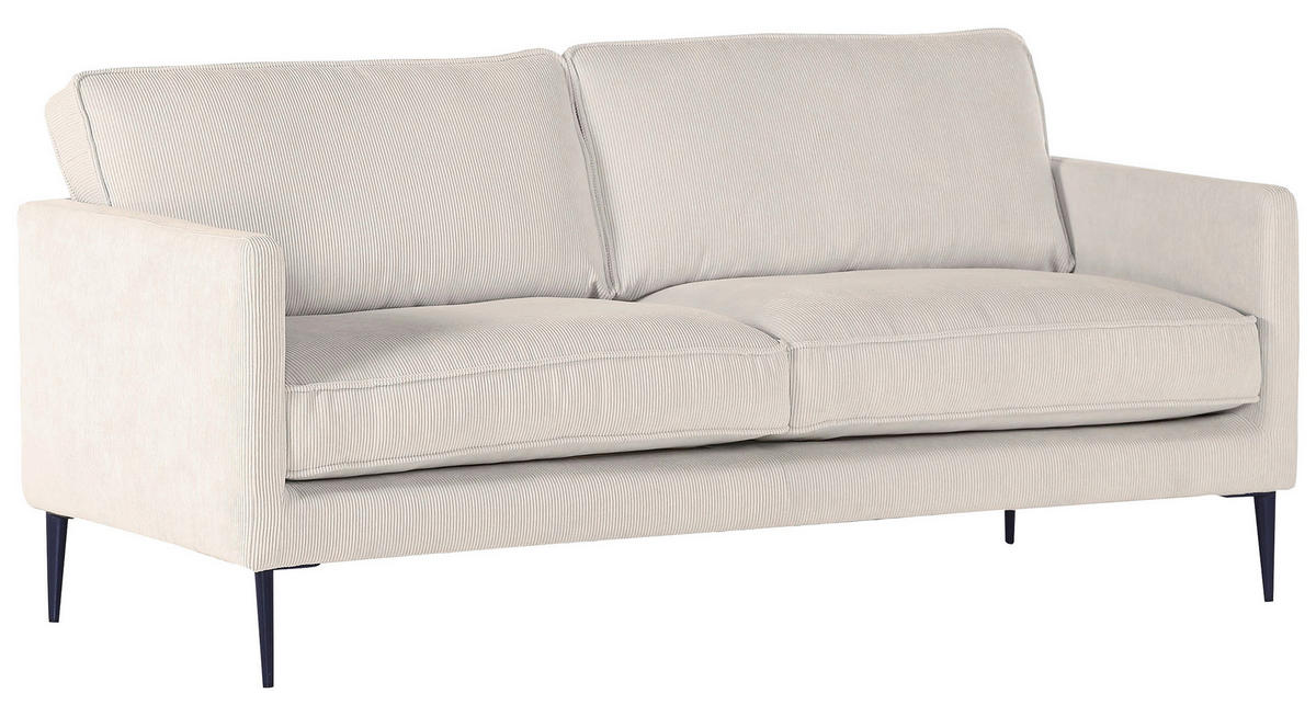 2-SITZER-SOFA in Cord Weiss  - Weiss/Schwarz, Design, Holz/Textil (175/64/85cm) - Ambia Home