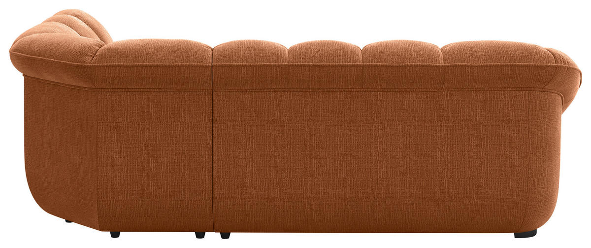 ECKSOFA Terracotta Chenille Bettkasten, Schlaffunktion, Rücken echt  - Terracotta/Schwarz, KONVENTIONELL, Kunststoff/Textil (260/222cm) - Welnova