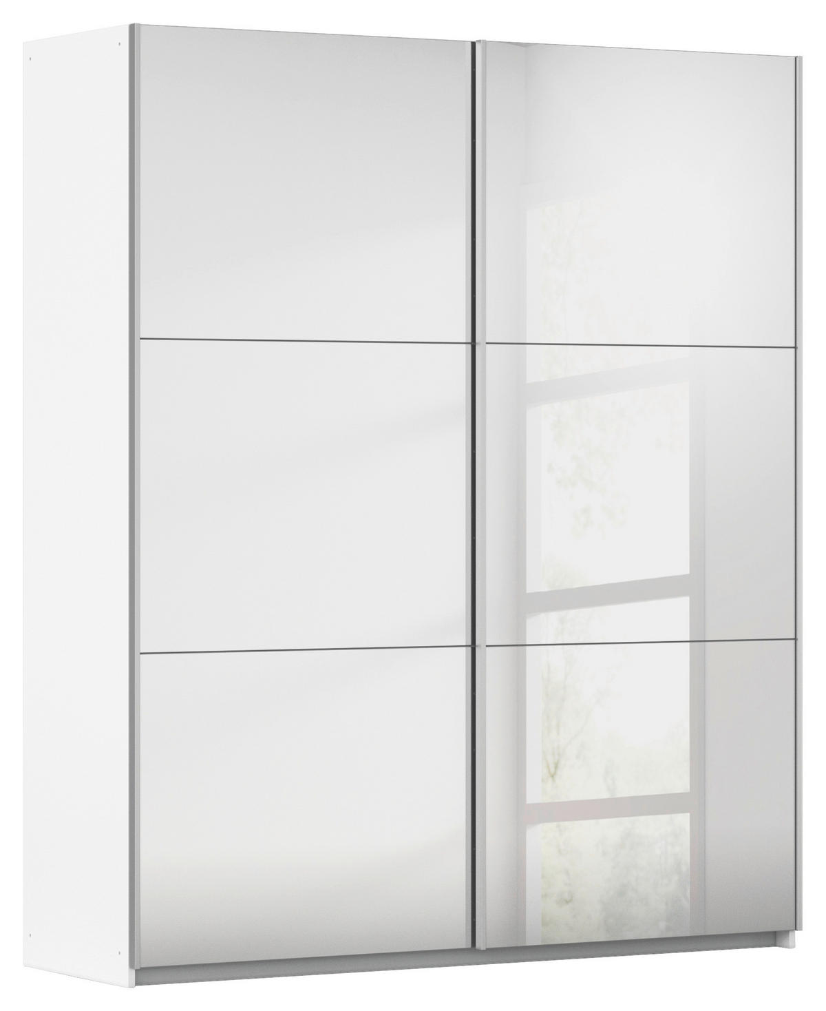 SCHWEBETÜRENSCHRANK 175/210/59 cm 2-türig Weiß, Silberfarben  - Silberfarben/Alufarben, MODERN, Glas/Holzwerkstoff (175/210/59cm) - Rauch Möbel