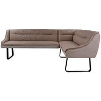 ECKBANK 237/178 cm Struktur Echtleder Schwarz, Taupe   - Taupe/Schwarz, Design, Leder/Textil (237/178cm) - Novel