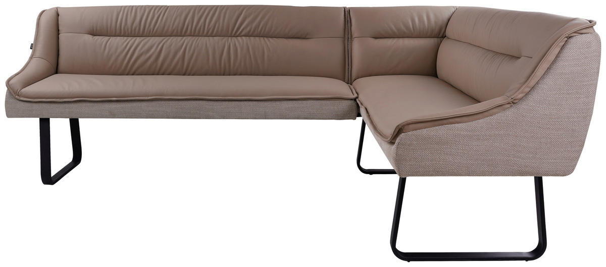 ECKBANK 237/178 cm Struktur Echtleder Schwarz, Taupe   - Taupe/Schwarz, Design, Leder/Textil (237/178cm) - Novel