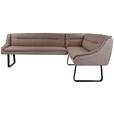 ECKBANK 237/178 cm Struktur Echtleder Schwarz, Taupe   - Taupe/Schwarz, Design, Leder/Textil (237/178cm) - Novel