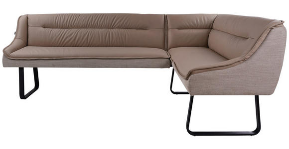 ECKBANK 237/178 cm Struktur Echtleder Schwarz, Taupe   - Taupe/Schwarz, Design, Leder/Textil (237/178cm) - Novel