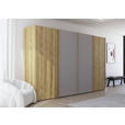 SCHWEBETÜRENSCHRANK 360/223/68 cm 4-türig Eichefarben, Fango  - Fango/Eichefarben, Design, Glas/Holz (360/223/68cm) - Novel