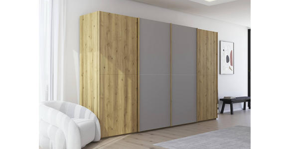 SCHWEBETÜRENSCHRANK 360/223/68 cm 4-türig Eichefarben, Fango  - Fango/Eichefarben, Design, Glas/Holz (360/223/68cm) - Novel