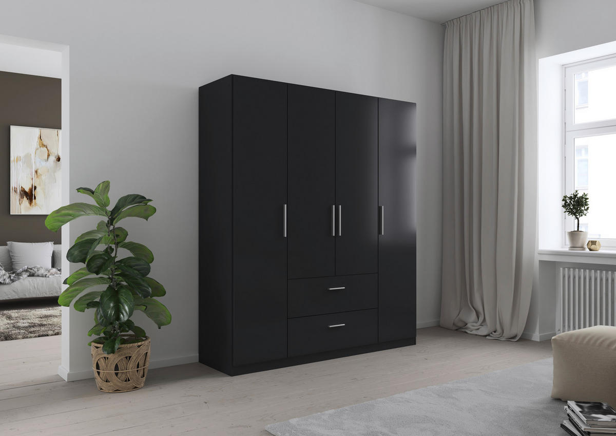 DREHTÜRENSCHRANK  in Dunkelgrau  - Dunkelgrau/Alufarben, KONVENTIONELL, Holzwerkstoff/Kunststoff (181/210/54cm) - home24