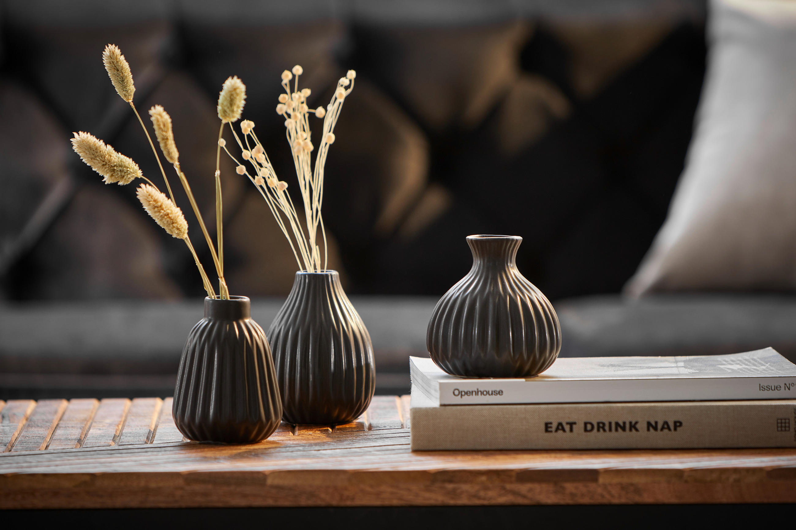 VASE 12 cm  - Schwarz, Design, Keramik (9/12cm)