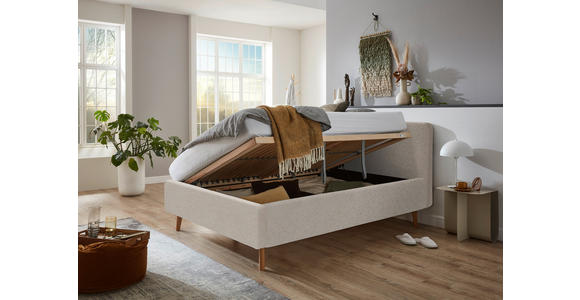 POLSTERBETT Lattenrost, Bettkasten 140/200 cm in Beige - Eichefarben/Birkefarben, Design, Holz/Textil (140/200cm) - Xora