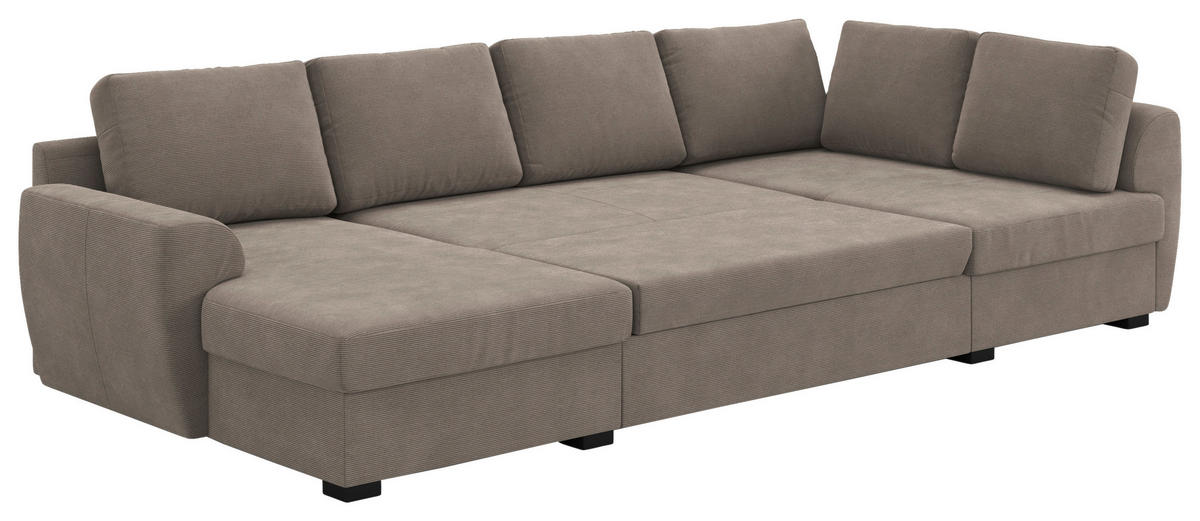 SJEDEĆA GARNITURA tekstil  taupe   - crna/taupe, Trend, tekstil/plastika (154/327/86cm) - MID.YOU