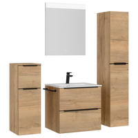BADEZIMMER 5-teilig  in 121 cm  - Eichefarben/Schwarz, MODERN, Holzwerkstoff/Stein (121cm) - Nobilia