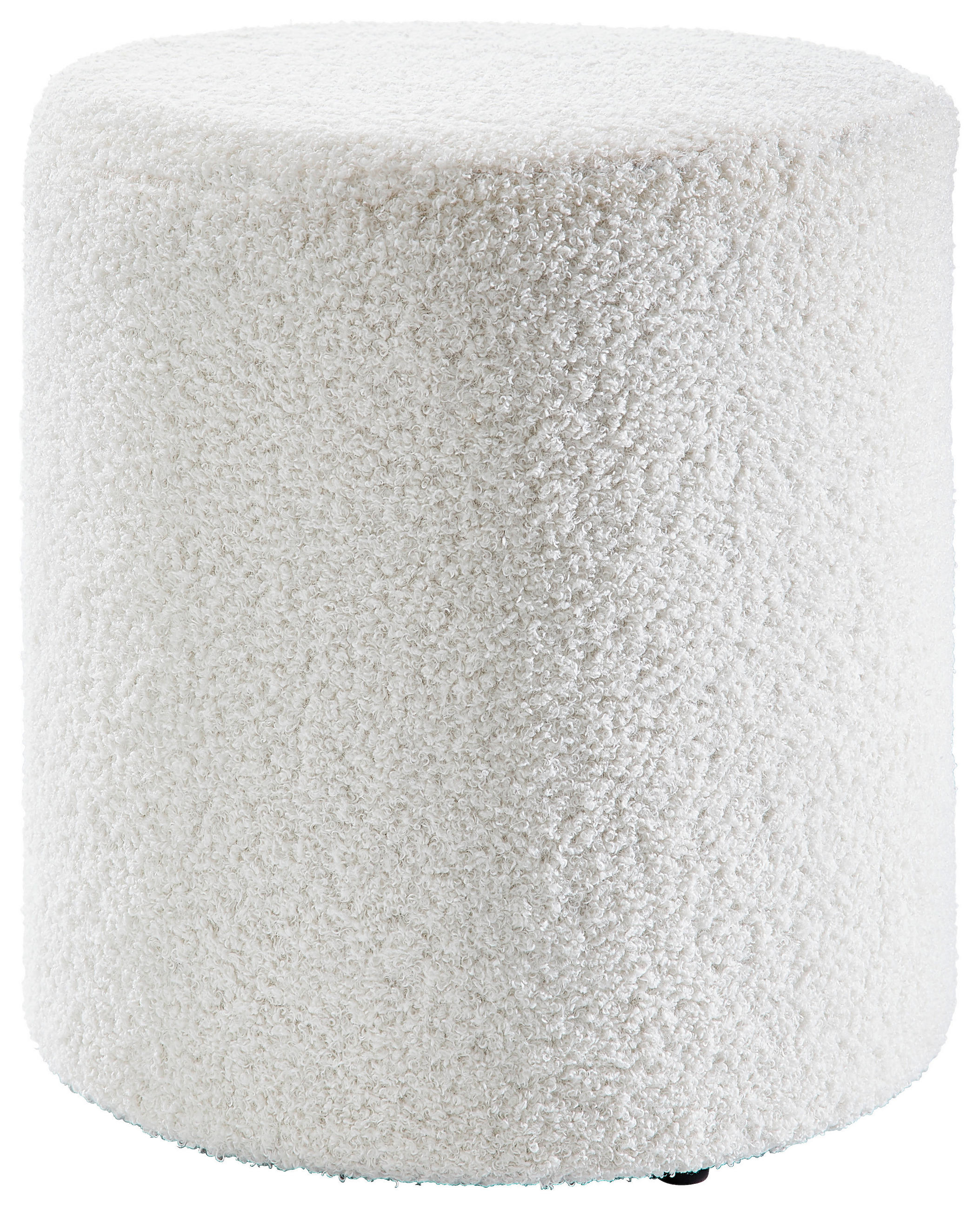 HOCKER Fleece, Bouclé, Teddystoff Weiß  - Schwarz/Weiß, MODERN, Kunststoff/Textil (35/36/35cm) - Novel
