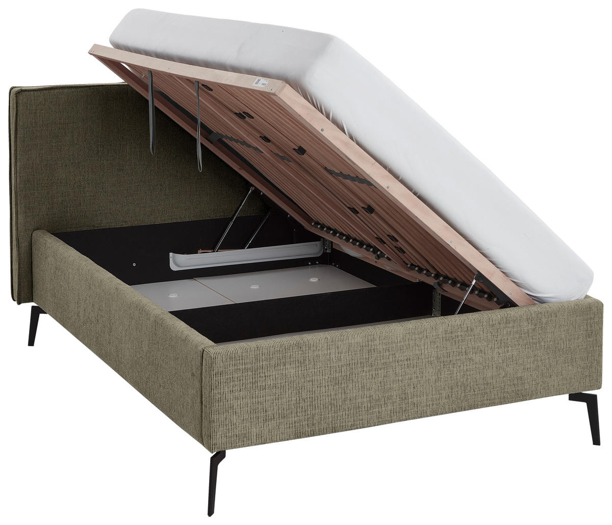 POLSTERBETT 140/200 cm  in Olivgrün  - Birkefarben/Buchefarben, Design, Holz/Textil (140/200cm) - home24