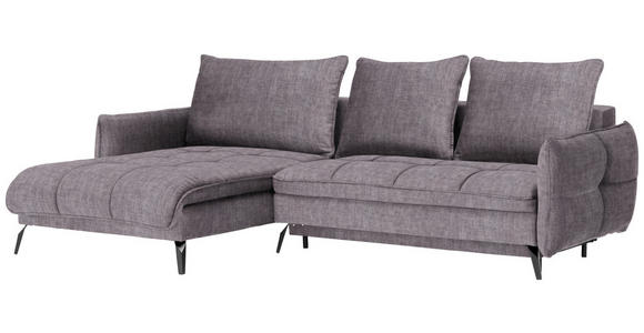 ECKSOFA Grau Flachgewebe  - Schwarz/Grau, LIFESTYLE, Textil/Metall (180/273cm) - Hom`in