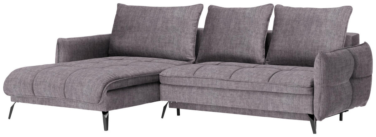 ECKSOFA Grau Flachgewebe  - Schwarz/Grau, LIFESTYLE, Textil/Metall (180/273cm) - Hom`in
