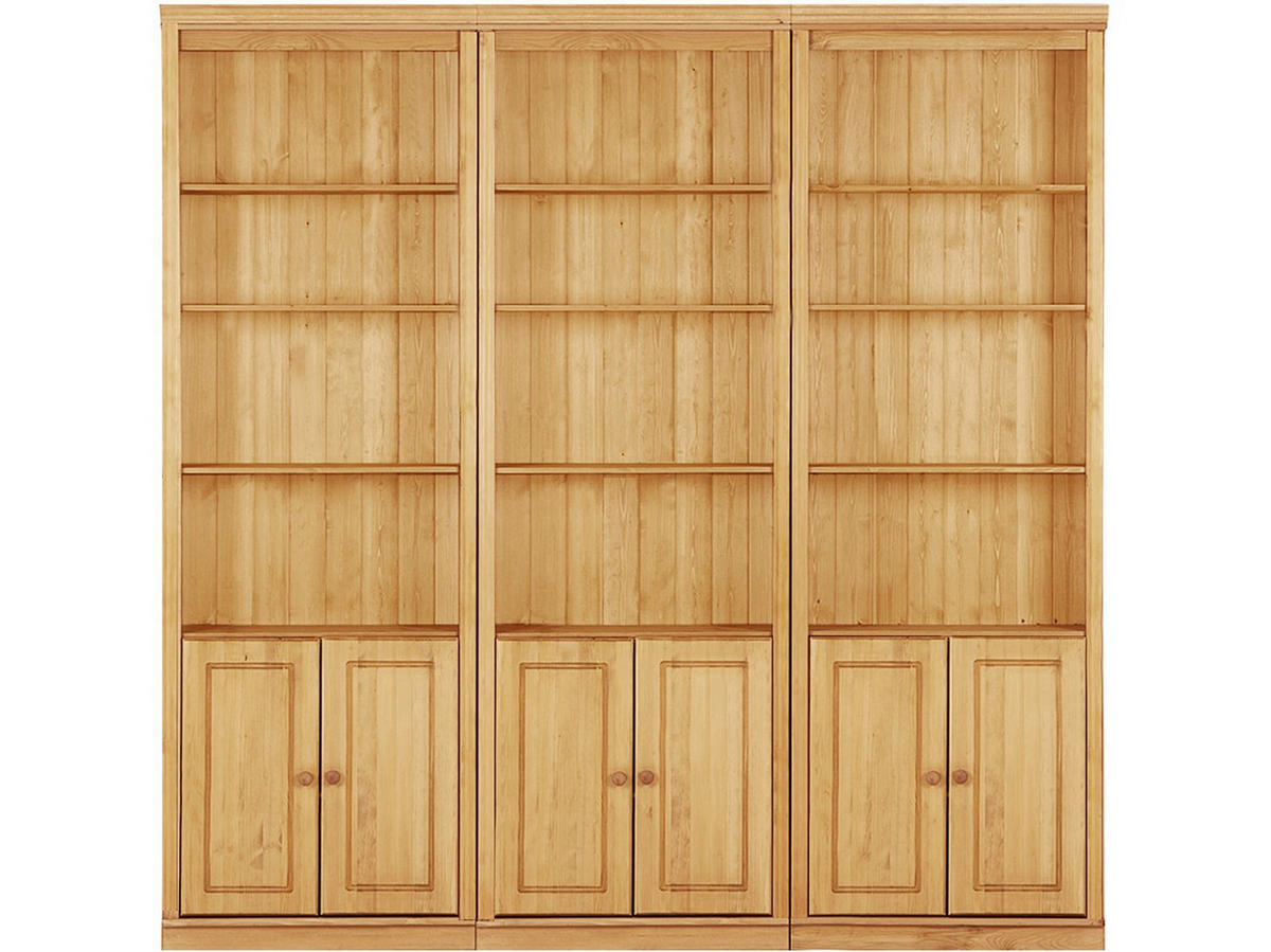 NÁSTENNÁ KNIŽNICA, farba borovice, borovica, 223/222/34 cm - farba borovice, Design, drevo (223/222/34cm) - MID.YOU