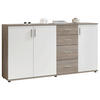 SIDEBOARD Bobby 160/84/35 cm 4 Schublade(n)  - Eiche dunkel/Silberfarben, KONVENTIONELL, Holzwerkstoff/Kunststoff (160/84/35cm) - Boxxx