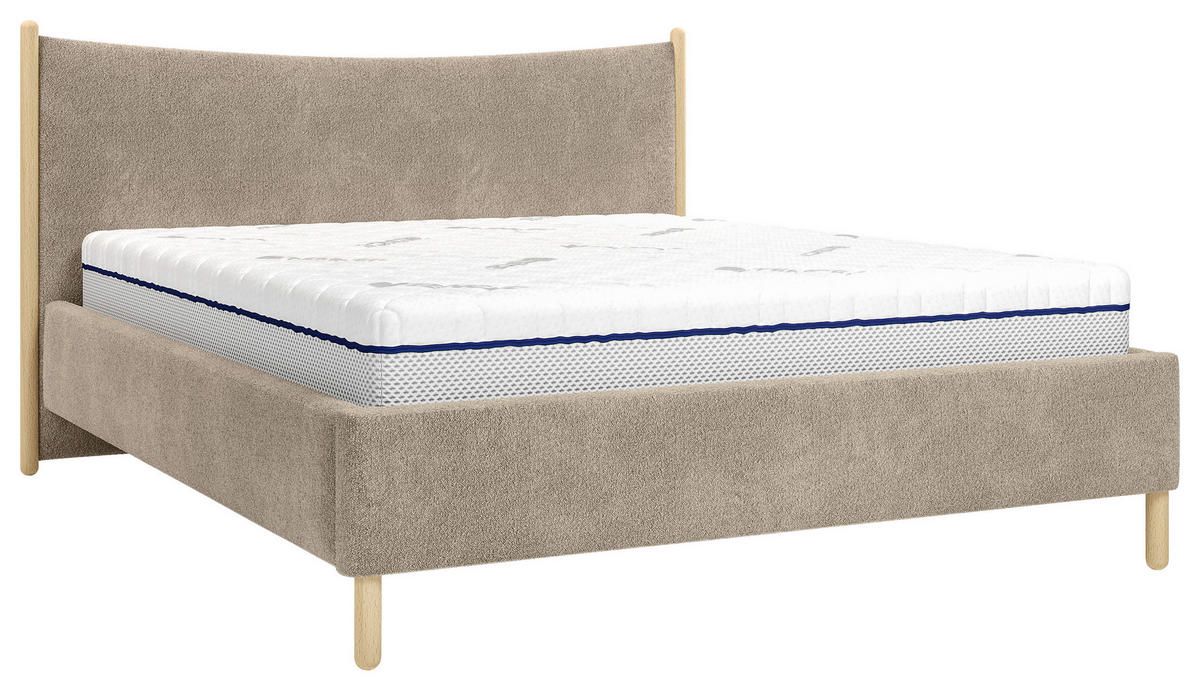 POLSTERBETT 140/200 cm,  in Braun, gepolstertes Kopfteil, Lattenrost, Bettkasten,  - Buchefarben/Braun, MODERN, Holz/Holzwerkstoff (140/200cm) - MID.YOU