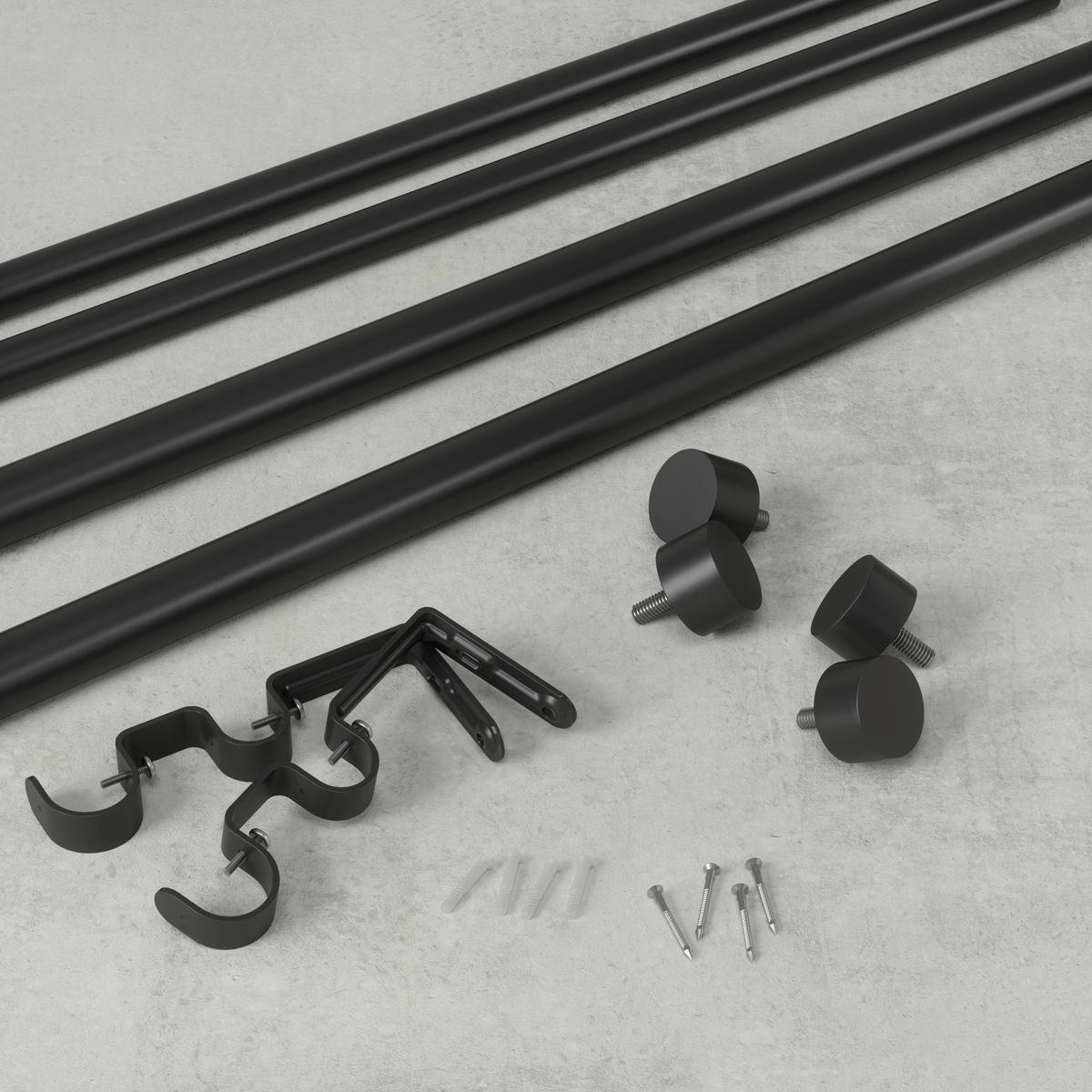 VORHANGSTANGE 309 cm  - Schwarz, KONVENTIONELL, Kunststoff/Metall (309cm) - Umbra