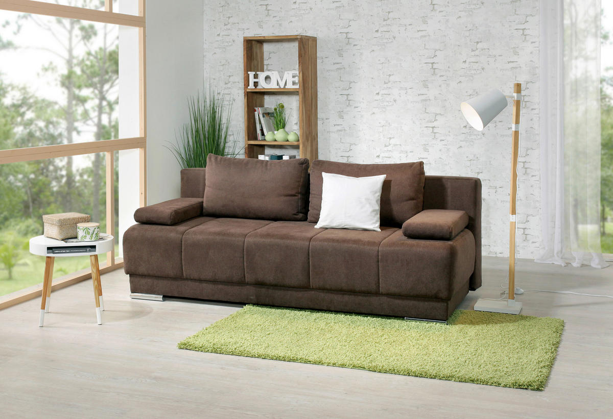 3-SED,  temno rjava tekstil  - temno rjava, Design, tekstil (200/90/95cm) - Cantus