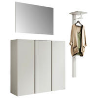 GARDEROBE 3-teilig  in 170/185/33 cm  - Weiss, Design, Glas/Holzwerkstoff (170/185/33cm) - Moderano