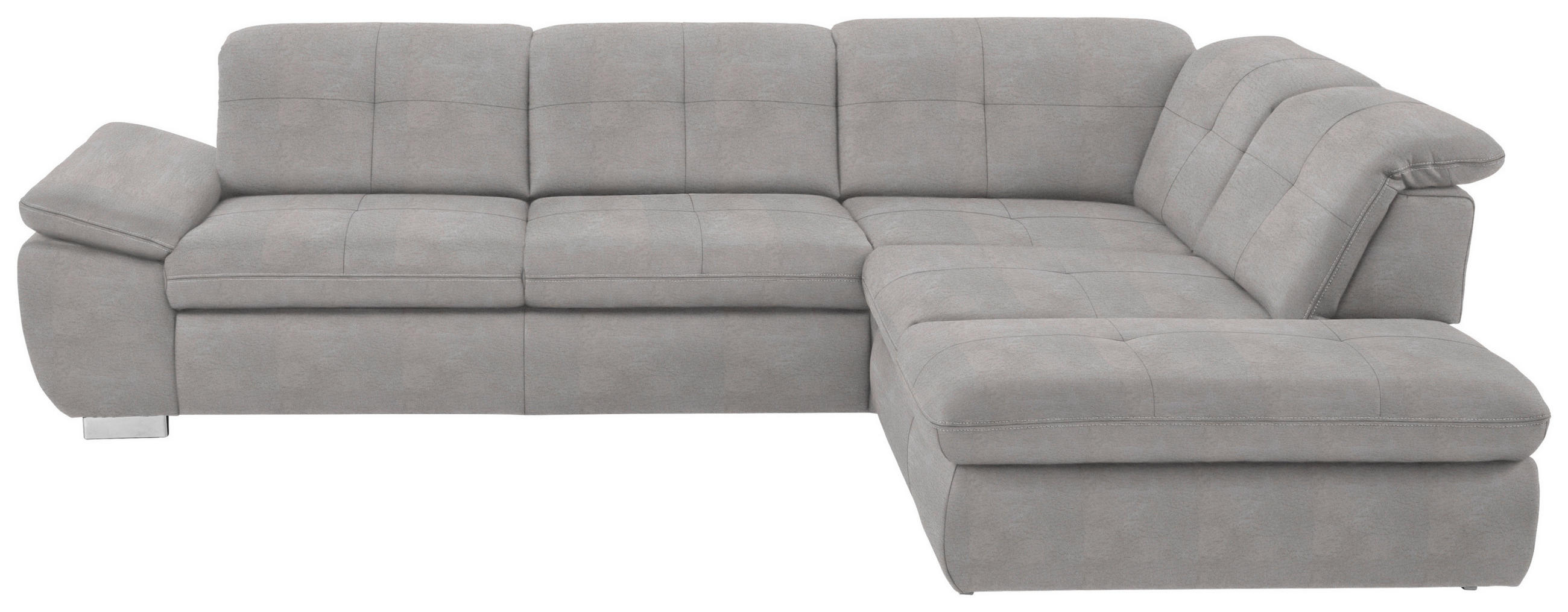 ECKSOFA in Mikrofaser Ecru  - Ecru/Silberfarben, Design, Textil/Metall (318/260cm) - Beldomo Speed