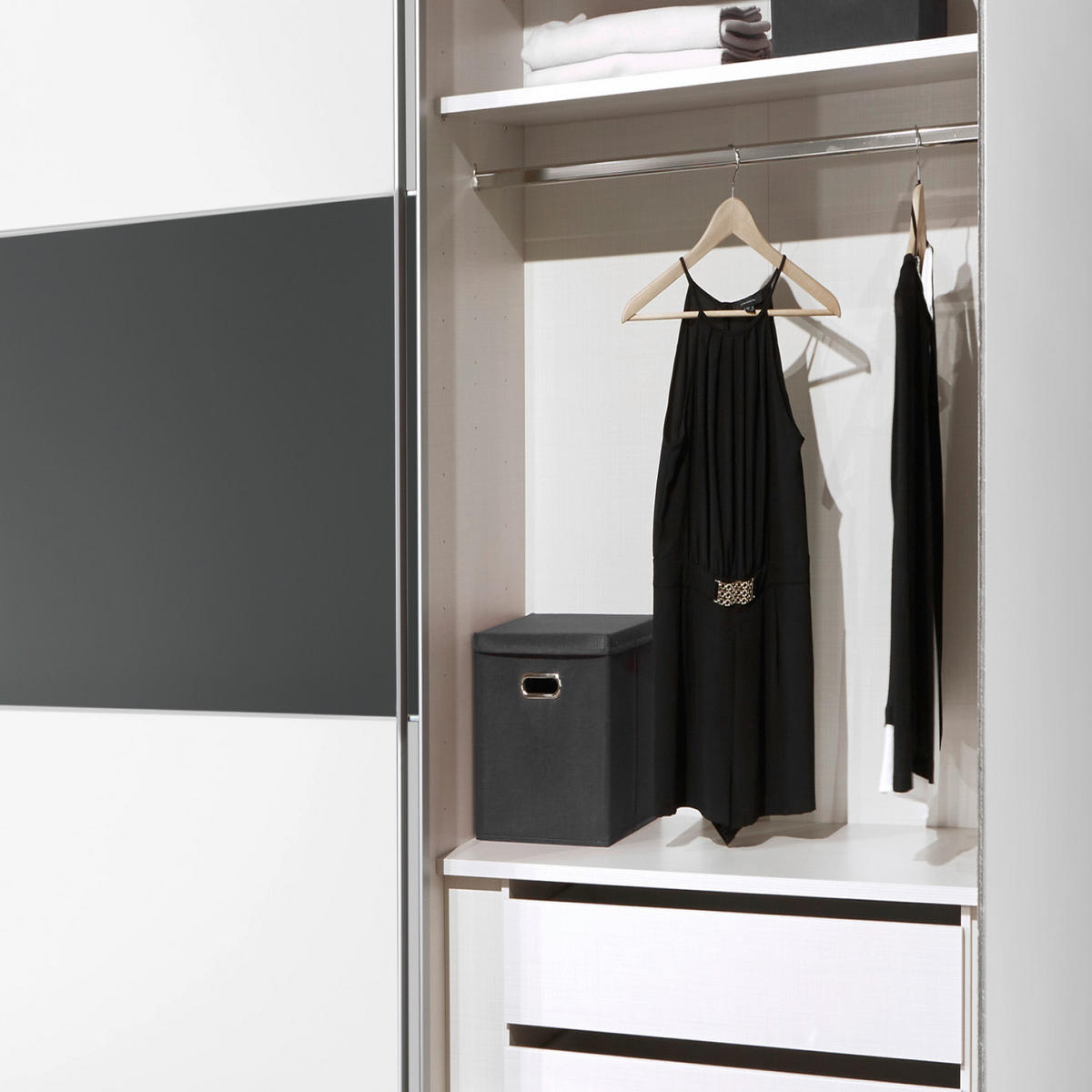 SCHWEBETÜRENSCHRANK in Anthrazit, Weiss  - Weiss/Anthrazit, Design (249/222/68cm) - MID.YOU