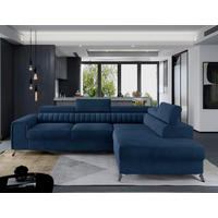 ECKSOFA Blau Samt  - Blau/Silberfarben, Design, Textil/Metall (278/205cm) - MID.YOU