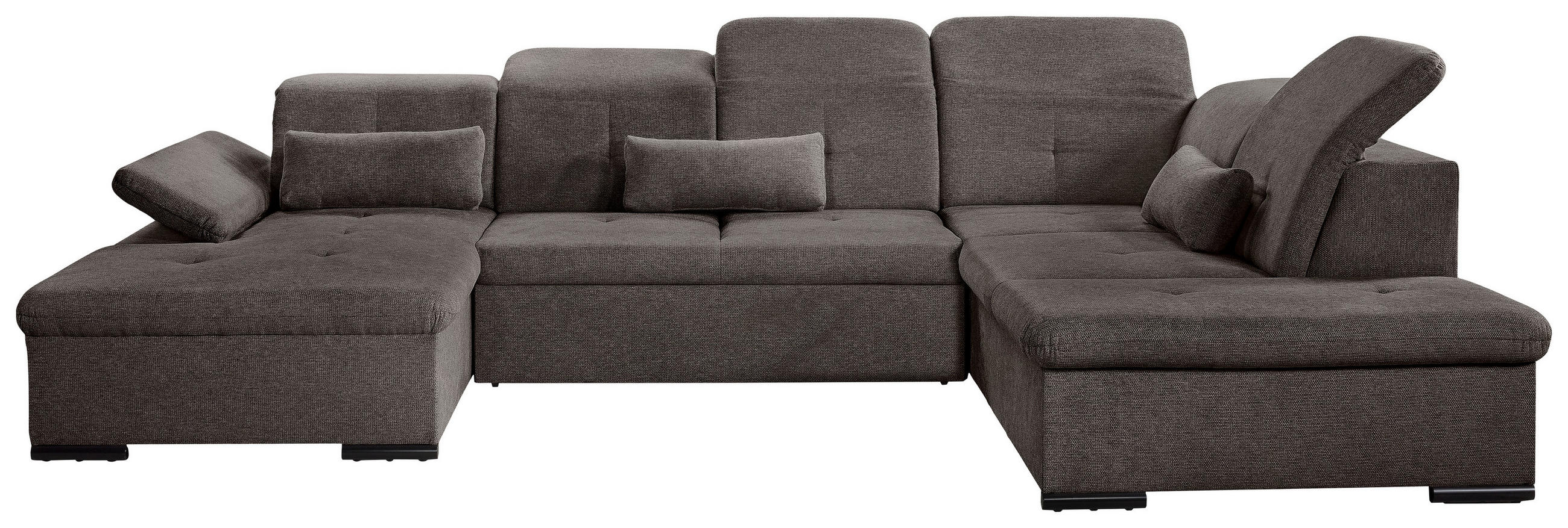 WOHNLANDSCHAFT Schwarz Chenille  - Schwarz/Grau, KONVENTIONELL, Kunststoff/Textil (240/340/188cm) - Carryhome