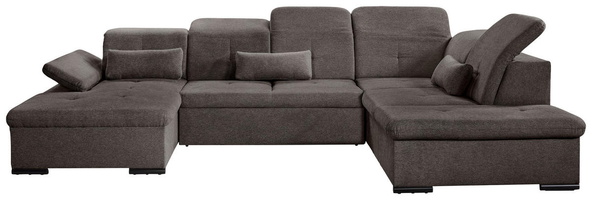 WOHNLANDSCHAFT Schwarz Chenille  - Schwarz/Grau, KONVENTIONELL, Kunststoff/Textil (240/340/188cm) - Carryhome