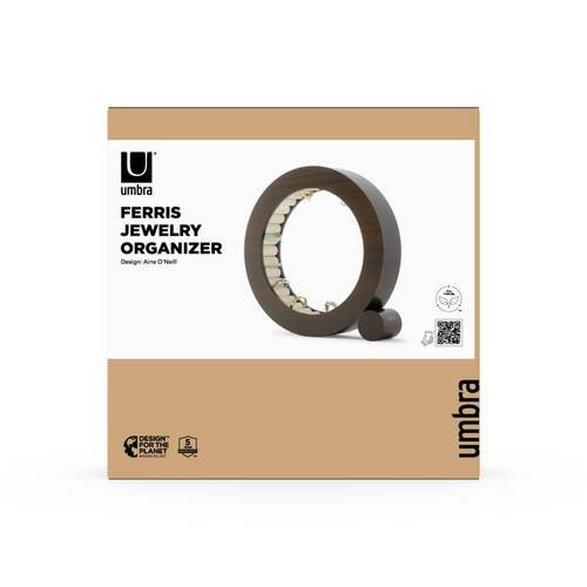 SCHMUCKSCHATULLE - Walnussfarben, KONVENTIONELL, Holz (19,1/19,1/5,1cm) - Umbra