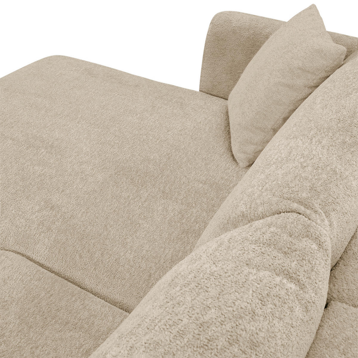ECKSOFA Creme Plüsch Zierkissen, Rückenkissen, Bettkasten, Schlaffunktion, Rücken echt, Liegefläche im Originalstoff  - Beige/Creme, MODERN, Kunststoff/Textil (246/178cm) - Carryhome