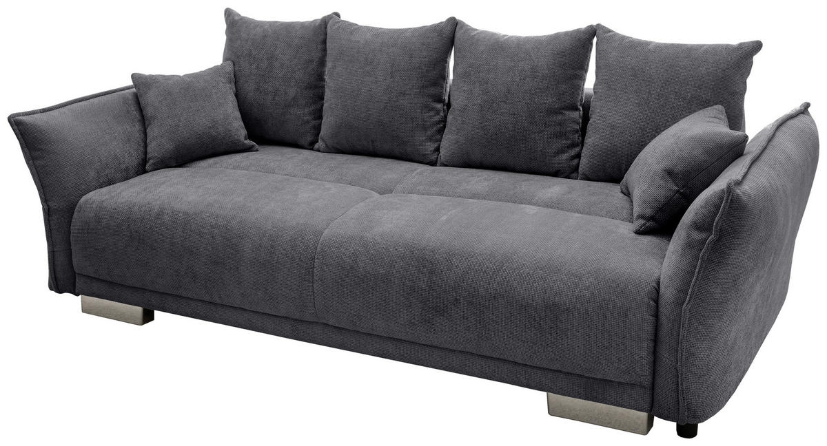 BIGSOFA Mikrofaser Graphitfarben  - Chromfarben/Graphitfarben, Basics, Kunststoff/Textil (242/71/90/131cm) - Livetastic