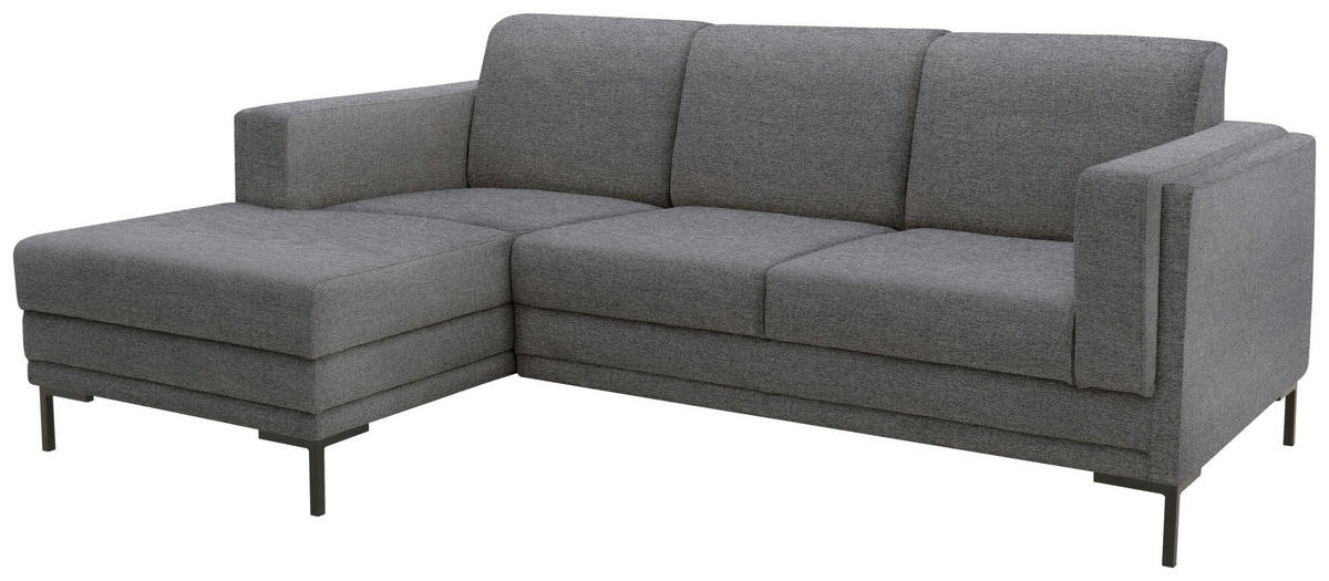 ECKSOFA in Webstoff Grau  214/146 cm  - Schwarz/Grau, Design, Textil/Metall (214/146cm) - LOOKS by W.Joop