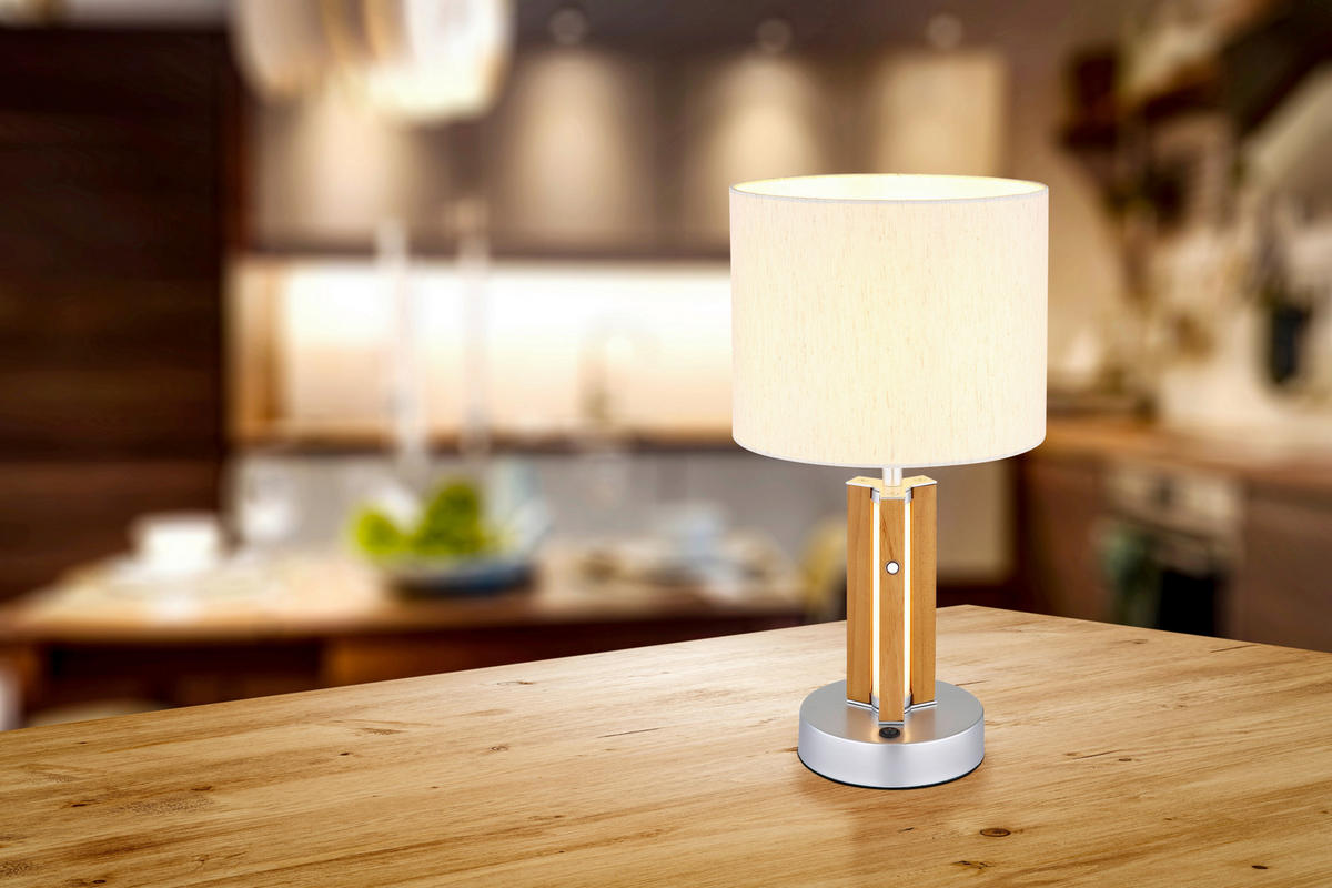 LED-TISCHLEUCHTE TAUGUS 25/45 cm   - Dunkelbraun/Naturfarben, Design, Holz/Kunststoff (25/45cm)