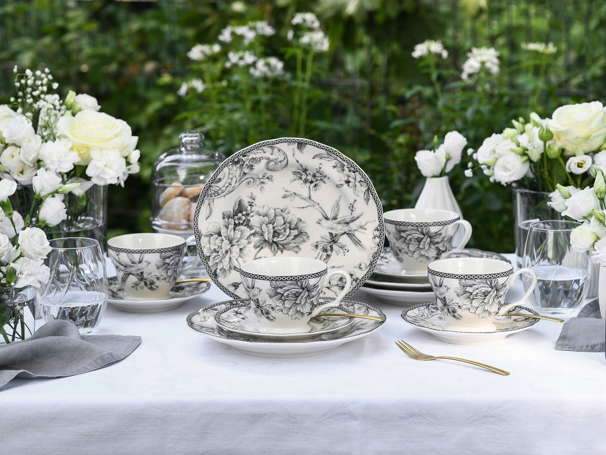 KAFFESERVIS Adelaide Grau 12 delar  - vit/grå, Basics, keramik - Creatable