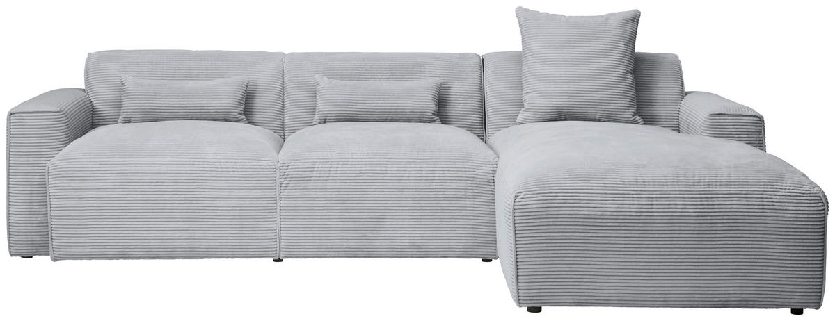 ECKSOFA Grau Cord  - Schwarz/Grau, Design, Kunststoff/Textil (303/196cm) - Livetastic