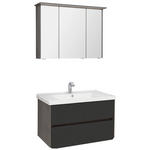 BADEZIMMER 92 cm  - Dunkelgrau/Schwarz, KONVENTIONELL, Glas/Keramik (92cm) - Dieter Knoll