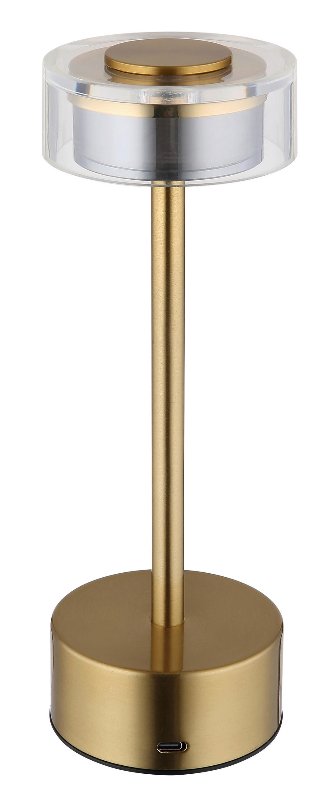 AKKU-TISCHLEUCHTE - Klar/Messingfarben, Design, Kunststoff/Metall (8/23,5cm) - Globo