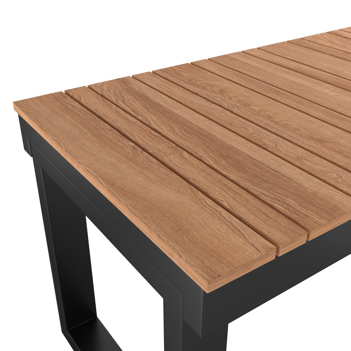 GARTENBANK 160/45/46 cm  in Schwarz, Teakfarben  - Schwarz/Teakfarben, MODERN, Holz/Metall (160/45/46cm) - Ambia Garden