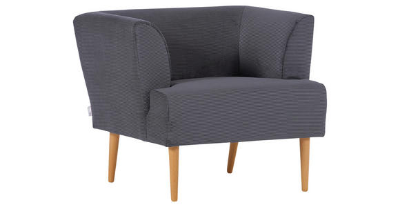 SESSEL in Cord Dunkelgrau  - Dunkelgrau/Buchefarben, Design, Holz/Textil (85/71/80cm) - Hom`in