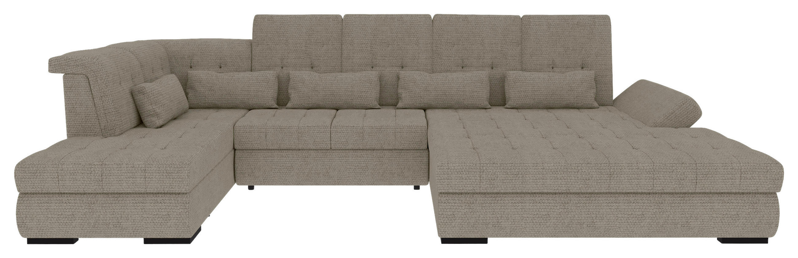 WOHNLANDSCHAFT Greige Struktur  - Greige/Schwarz, KONVENTIONELL, Kunststoff/Textil (222/358/212cm) - Carryhome