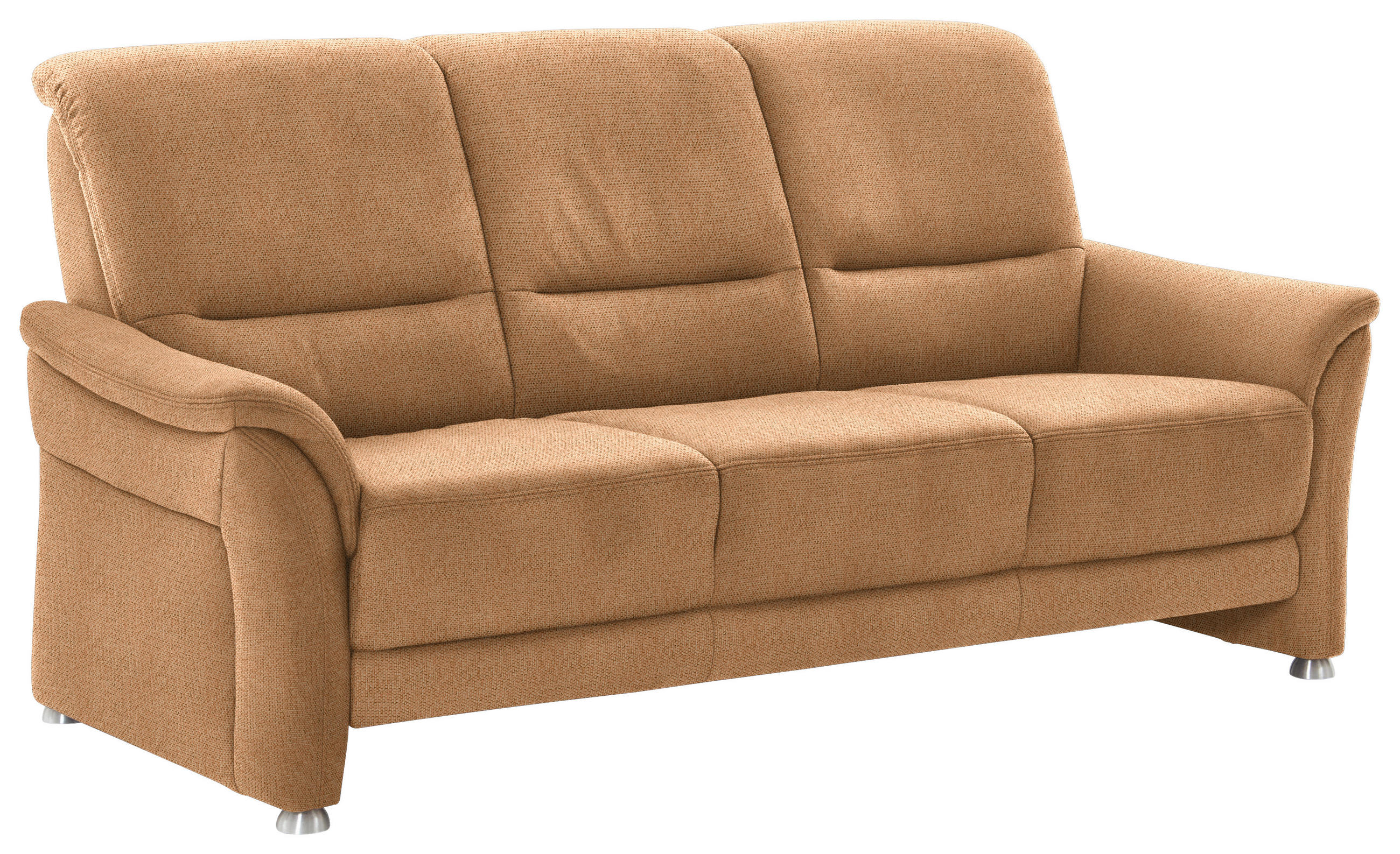 3-SITZER-SOFA Flachgewebe Gelb  - Gelb/Alufarben, Konventionell, Textil/Metall (198/96/93cm) - Beldomo Premium